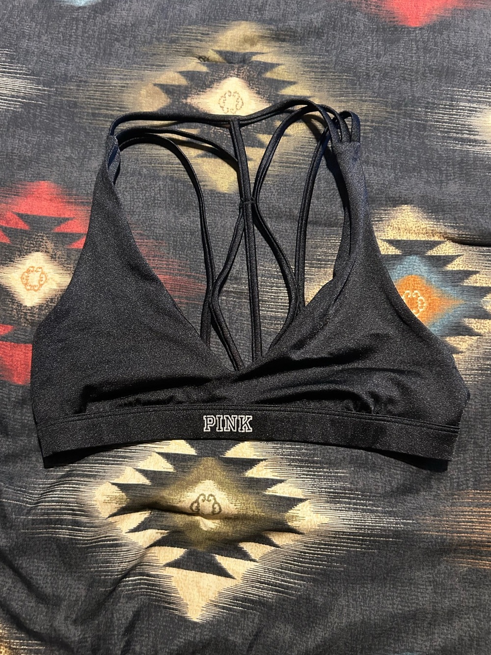 PINK Victoria's Secret Black Strappy Sports Bralette